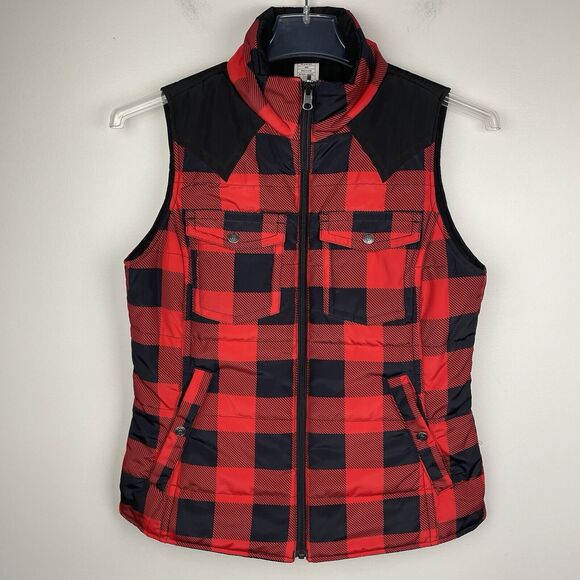 Ariat Red and Black Plaid Vest - Picture 1 of 8